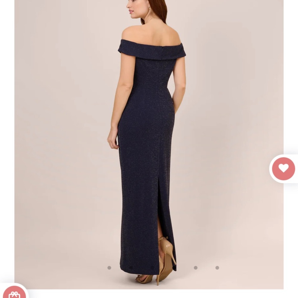 Adrianna Papell Gown. Navy blue size 14 Navy blue with silver detail - Picture 2 of 4